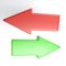 Arrows left and right green and red on white background - 3D rendering illustration