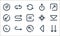 arrows line icons. linear set. quality vector line set such as down arrow, diagonal arrow, diagonal arrow, left return, diagonal
