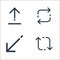 Arrows line icons. linear set. quality vector line set such as recycling, diagonal arrow, refresh arrow