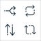 Arrows line icons. linear set. quality vector line set such as recycling, up down, refresh arrow