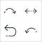 Arrows line icons. linear set. quality vector line set such as return, returning, left right