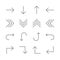 Arrows set icon vector. Line next, back, up, down collection symbol isolated. Trendy flat outline u