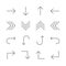 Arrows set icon vector. Line next, back, up, down collection symbol isolated. Trendy flat outline ui sign design. Thin linear