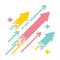 Arrows shooting to the stars. Vector icon illustration