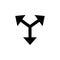 Arrows in three direction icon. Simple glyph vector for UI and UX, website or mobile application