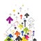 Arrows Up. Colorful arrows on white background. Abstract Success Concept. Growing arrows Illustration. Motion Up. Successful