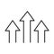 Arrows up direction guide line icon