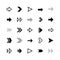 Arrows vector icon set. Cursor. A collection of black arrows for navigation or loading web buttons. Modern simple arrows