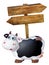 Arrows Wooden Blabk Signs Piggybank Isolated