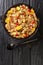 Arroz Chaufa is Peruvian Chinese fried rice consists of rice, red bell peppers, onions, garlic, soy sauce, scrambled eggs and