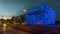 The Ars Electronica Center in blue in Linz