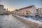 Arsenal in Hvar with cathedral of Saint Stephan in background, Croatia