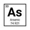 Arsenic periodic table element icon. Chemical symbol arsenic atom