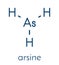 Arsine molecule. Inorganic arsenic compound. Skeletal formula.