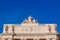 Art architecture ancient object of Holy Roman Empire country sculpture on roof of palace building with vivid blue sky background