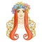 Art in Art Nouveau style with beauty girl in wreath.