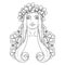 Art in Art Nouveau style with beauty girl in wreath.