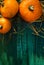 art Autumn Harvest background; Hello Autumn. Pumpkins on Aged wooden table at sunlight