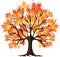 Art autumn tree. Maple. Vector illustration.