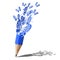 Art of butterfly blue pencil.