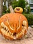 art carving of vegetables Pumpkin jack-o'-lanterns with an evil face sinister smile Carved different characters and