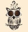 Art coffee owl business question drawn icon symbol vector idea.
