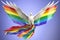 art that combines two universal symbols: the dove of peace and the gay and LGBTI+ pride flag,Generative AI