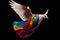 art that combines two universal symbols: the dove of peace and the gay and LGBTI+ pride flag,Generative AI