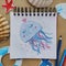 Art craft, how to draw sea jellyfish, sketch workshop, how to drawing by pencils. Flat lay top view. Paint picture, art