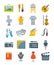 Art and crafts flat vector icons set