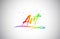 Art Creative Vetor Word Text with Handwritten Rainbow Vibrant Colors and Confetti