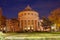 Art and culture. Landmark attraction in Bucharest, Romania: The Romanian Athenaeum, at night