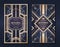 Art deco banners. 1920s party invitation flyer, fancy golden ornamental design, vintage frames and patterns. Art deco