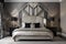 art deco bedroom, with sleek lines, modernist design and bold patterns