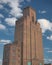 The art deco brick ventilation tower of the Queensway road tunnel under the River Mersey, in Birkenhead, Wirral, UK