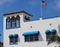 Art deco Colorful white and blue windows in the streets of Miami beach south Florida houses Ocean drive