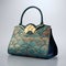 Art Deco Designer Handbag With Wave Design In Light Gold And Dark Cyan