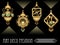 Art deco earrings collection, luxury golden jewel in art nouveau style