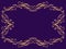 Art deco frame with swirls. Golden frame on violet background. Art nouveau vintage decorative ornament. Create a template for