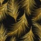 Art deco golden palm leaves seamless pattern