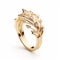 Art Deco Inspired Gold Ring With Intricate Foliage Design