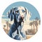 Art Deco-inspired Tondo Of Weimaraner Dog In Nostalgic Grisaille