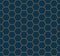 Art deco line art. Honeycomb grid pattern in gold and blue color. Decorative seamless background.