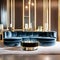 Art Deco Lounge: An opulent art deco lounge with geometric patterns, mirrored surfaces, and a luxurious velvet sectional sofa fo