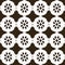 An art deco pattern with chrysanthemum and damask motifs in brown on dark seamless fabric background that