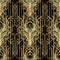 Art deco style geometric seamless pattern in black and gold. Vec