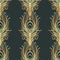 Art deco style geometric seamless pattern in black and gold. Vec