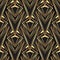 Art deco style geometric seamless pattern in black and gold. Vector illustration. Roaring 1920 design. Jazz era inspired