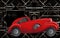 Art deco style red car. Vector illustration. Roaring Twenties. C