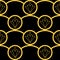 Art Deco stylized diamond shapes and circles vector seamless pattern background. Black gold abstract 1920s geometric